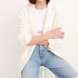 Madewell Cotton-Linen Relaxed Larsen Blazer in Antique Cream